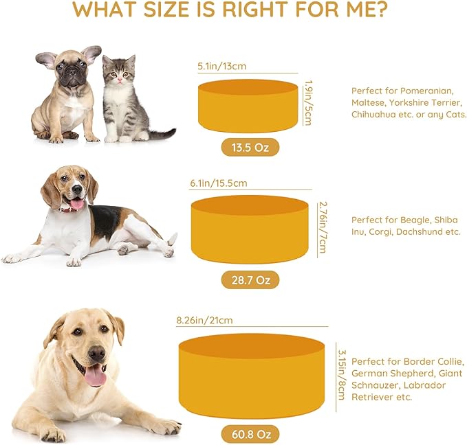 SPUNKYJUNKY 28.7OZ Ceramic Dog and Cat Bowl, Modern Cute Weighted Food Water Bowl for Replacement Yellow (1 Pack)
