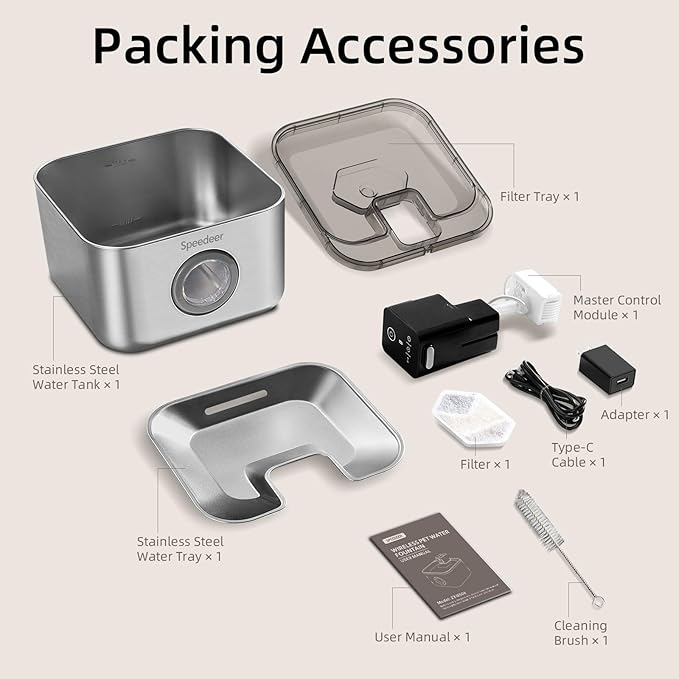 Wireless Cat Water Fountain Stainless Steel, 135oz/4L Pet Fountain Battery Operated, Cordless Running Water Dispenser for Cats & Dogs with Motion Sensor, Ultra Quiet, Multi-Filtration