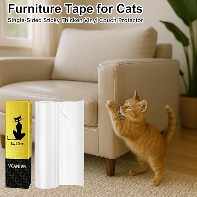 Cat Couch Protector 15.7" x 118" Thickened Anti Cat Scratch Furniture Protector 100% Transparent Free Cutting Couch Protector for Door Wall