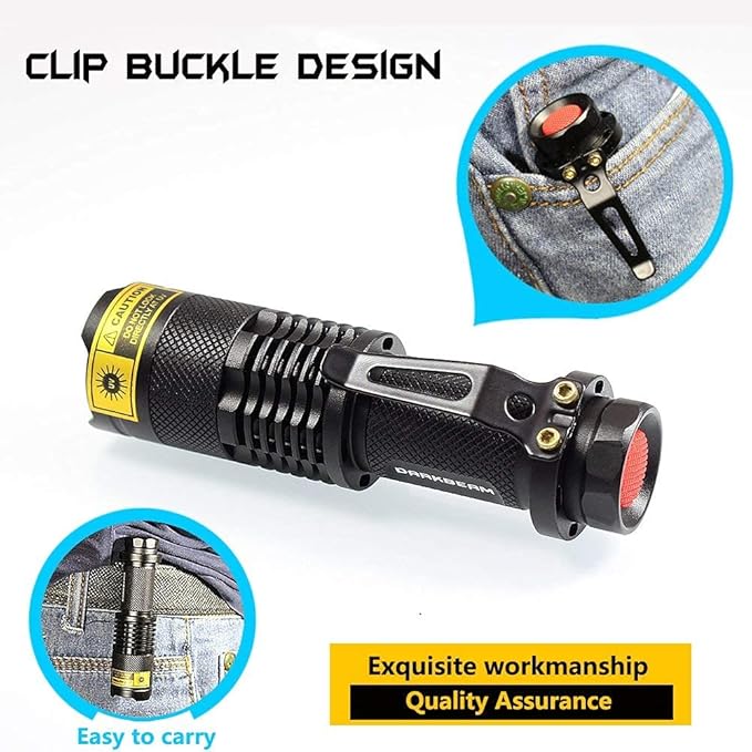 DARKBEAM UV 395nm Flashlight Ultraviolet led Light Blacklight Wood's lamp Portable 400nm Mini Detector for Dog/Cat Urine Pet Stains, Anti-counterfeiting Identification, Resin Curing，2 Pack