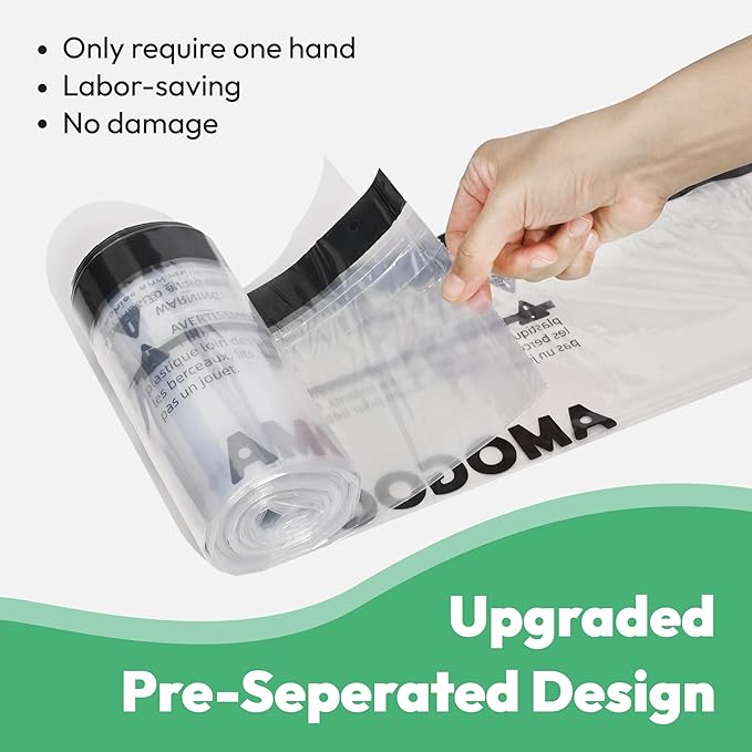 50 Pack Waste Bags, Compatible with Litter Robot 4 & 3, Drawstring Liners for Self Cleaning Litter Box, Clear Cat Litter Bags, Pre-Separated, Transparent, Replacement Bags, 26.4" x 15.8"