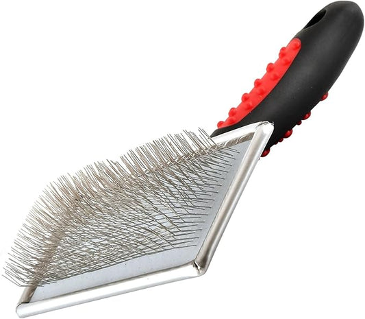 Jeffers Non-Slip Slicker Brush for Pets – Medium Size, Soft Pins, Red & Black – Detangling Grooming Tool for Dogs & Cats with Short, Long, Thick & Curly Coats – Comfortable Grip Pet Comb
