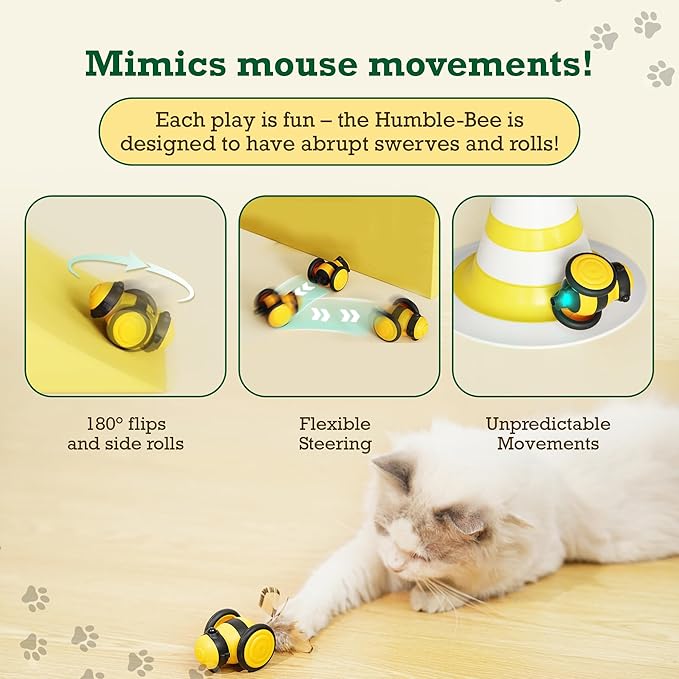 Humble-Bee Interactive Cat Toy Car, Yellow