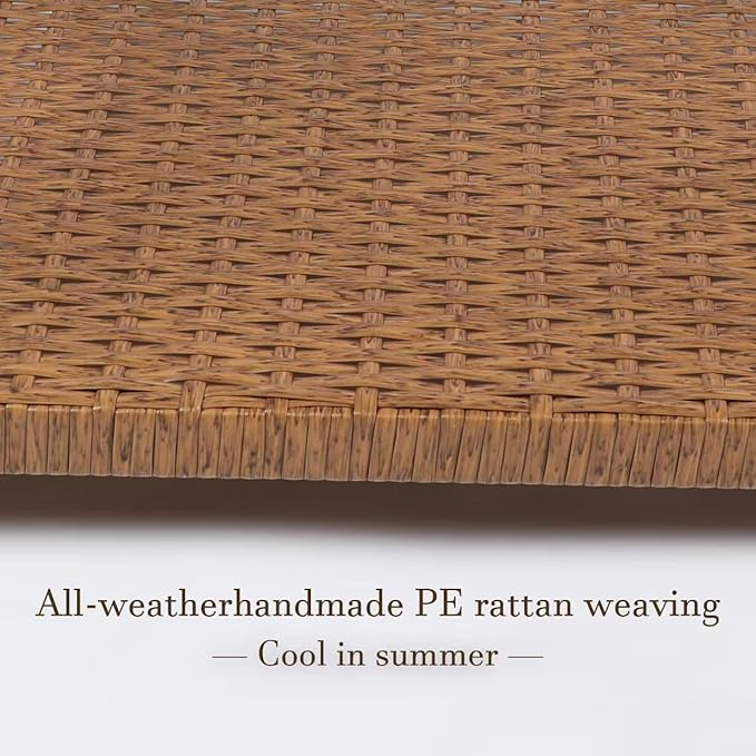 Outdoor Wicker Dog Bed Indoor Rattan Dogs Sofa with Soft Cushion, Dog Couch & Furniture, Pet Bed with Crate Pad(Brown Wicker and Cushion, Large and Medium)