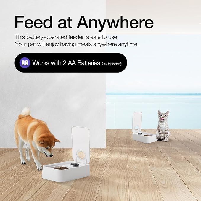 ALL FOR PAWS Automatic Cat Feeder Wet Food Dispenser - 1 Cup Compartment, 300ml Capacity Each, Includes Ice Pack, Dishwasher Safe Removable Trays (1 Meal)