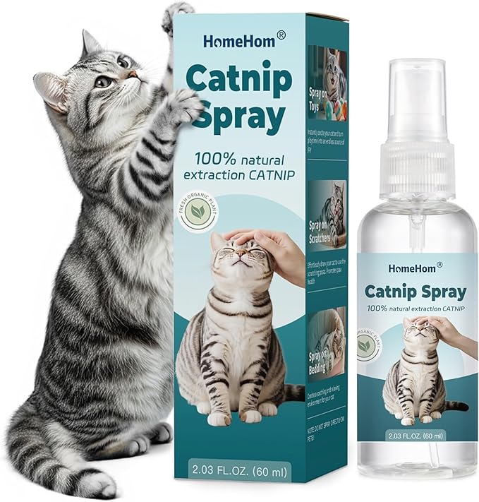 Organic Extra Strength Catnip Spray for Cats & Kittens - Highly Potent Calming Spray, Stress Relief Indoor Cats, Renews Toys & Scratchers，Natural Mess-Free Formula + Potent Catnip (2 oz)