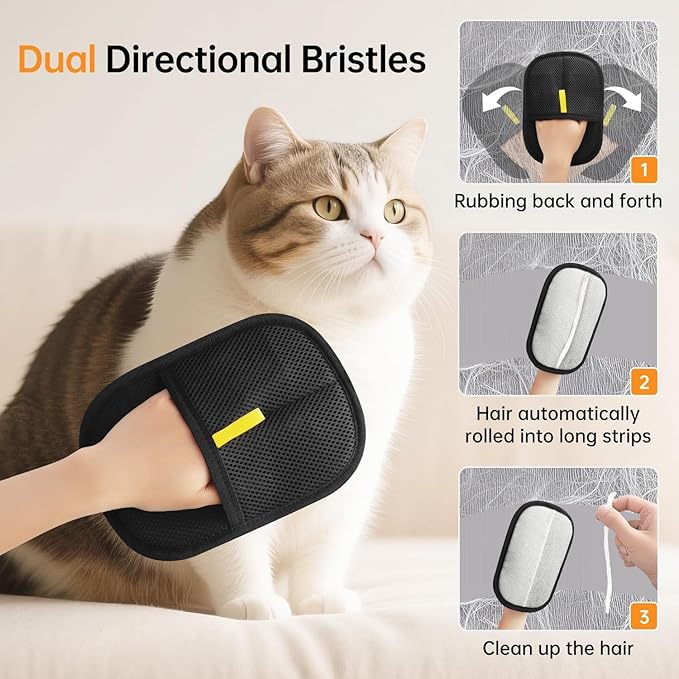 Pet Hair Removal Glove - Cat & Dog Electrostatic Hair Remover Grooming Glove 2Pcs