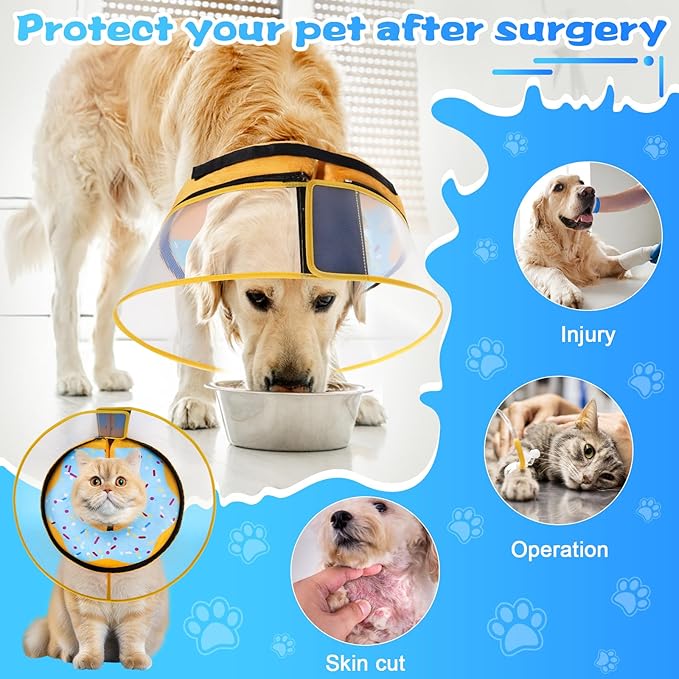 Inflatable Dog Cone Collar with Detachable Enhanced Anti-Licking Shield, Soft Neck Donut Collar for Dogs After Surgery, Adjustable Dog Cone Alternative for Large Medium Small Dogs & Cats