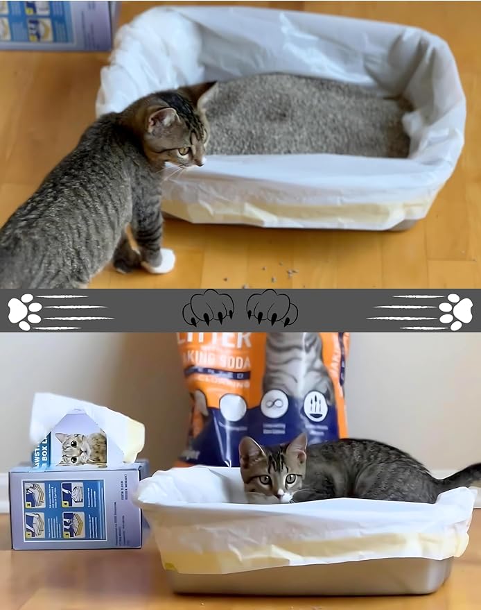 Cat Litter Box Liners Drawstring XL (30 Bags) 39" x 17" Super Jumbo Scratch Resistant Extra Heavy 2 Mil Disposable Litter Box Liner Cat Litter Tray Bags (30 Count)