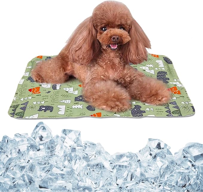 Dog Cooling Mat, Pet Self-Cooling Mat Pad Bed for Dogs Cats and Rabbits Easy Washable Summer Cool Down Comfortable Mat for Pet (Large Forest)