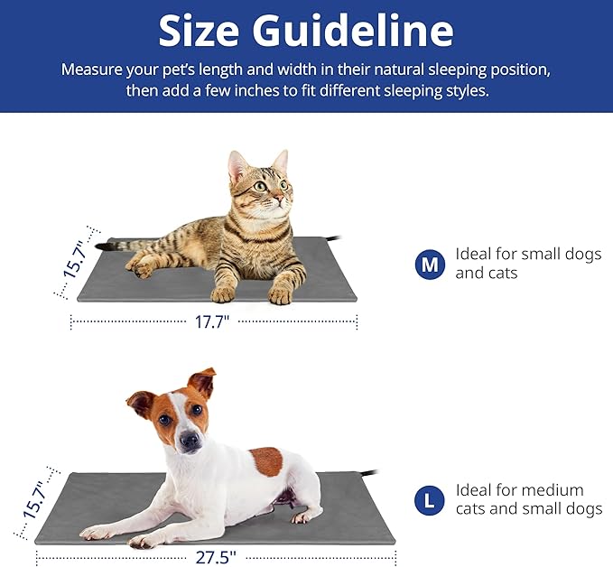 NICREW Pet Heating Pad for Dogs and Cats, Heated Dog Bed with Steel-Wrapped Cord and Soft Fleece Cover, 27.5 x 15.7 Inch, 50 Watts