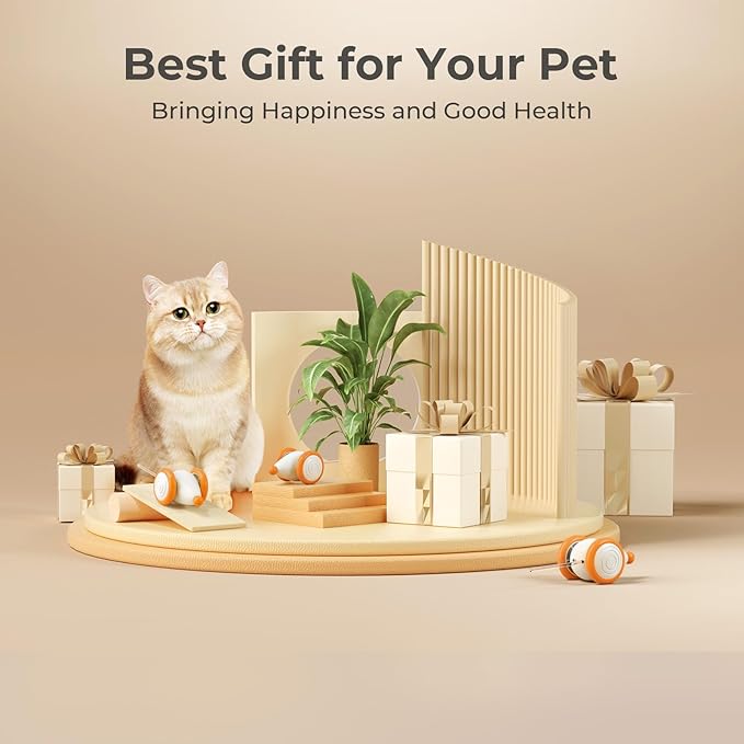 Cheerble Interactive Cat Toys for Indoor Cats, Automatic Cat Toy with LED Lights, Wicked Mouse Toys, Kitten Toys, Pet Supplies, Smart Electric Cat Toy, USB Rechargeable, Auto On/Off(Yellow)