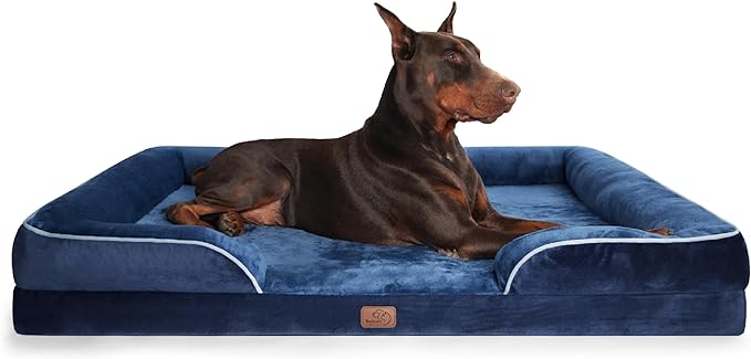Bedsure XXL Orthopedic Dog Bed for Extra Large Dogs - Washable Giant Dog Cat Bed Waterproof, Comfort Dogs Couch Sofa with Washable Removable Cover, Pet Bed with Nonskid Bottom, Blue Navy, 52"