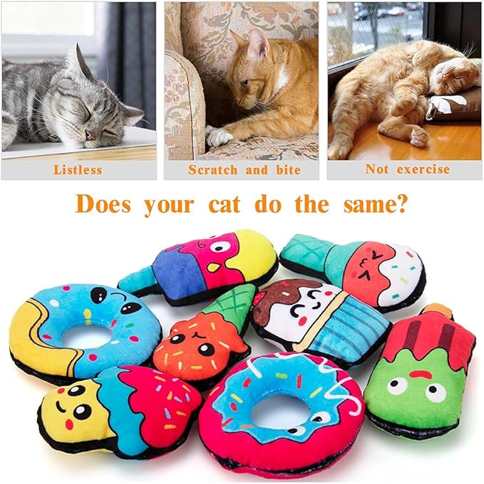 AWOOF Catnip Toys for Indoor Cats, 8 PCS Fish Cat Toys Set for Boredom Relief and Mental Stimulation