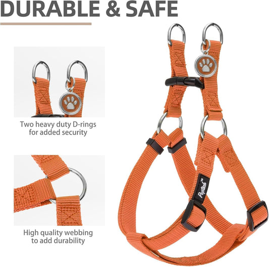 PUPTECK No Pull Dog Harness Soft Adjustable Basic Nylon Step in Puppy Vest Outdoor Walking with ID Tag X-Small Orange