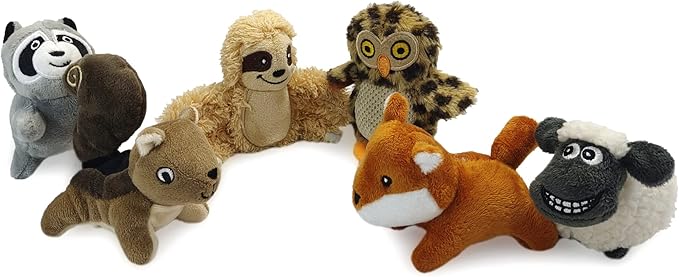Hide and Seek Dog Puzzle Puppy Toys, Interactive Squeaky Plush, Stuffed Toys for Dogs (Sloth Squirrel Raccoon owl Fox Sheep)