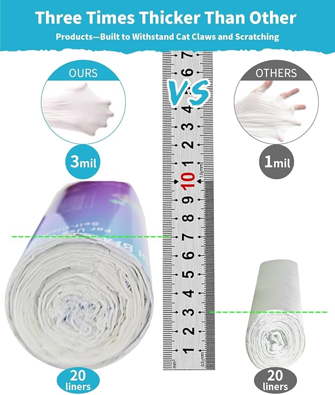 Self-Cleaning Cat Litter Box 80 Count Drawstring Cat Litter Box Liners 26" x 13", Automatic Cats Litter Boxes Self Cleaning, Large Smart Cats Litter Boxes Liners（4 Packs/80 Counts）