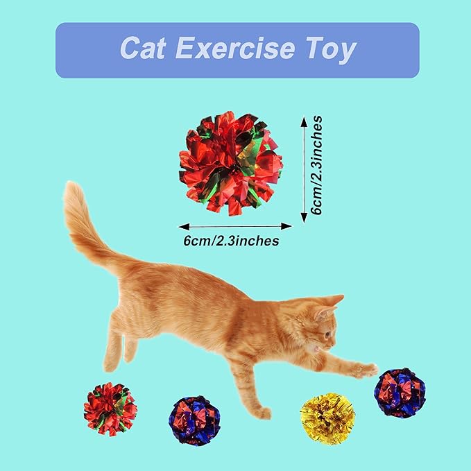 100Pcs Cat Toys Assortment - Interactive Kitten Toy Bundle with Sparkle Balls, Premium Silent Soft Pom Poms, Crinkle Balls & Spring Toys for Indoor Cats & Kittens