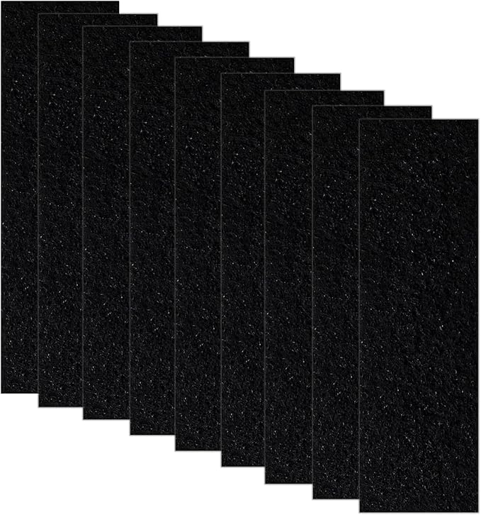 9-Pack 3.6" x 10" Carbon Filter Pads for Automatic & Dome-Style Cat Litter Boxes – Activated Charcoal Liners for Odor Control