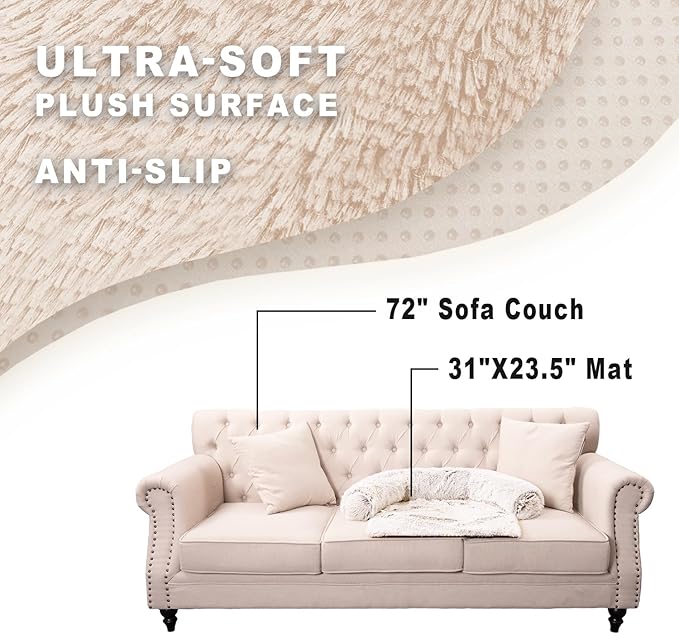 Calming Dogs/Cats Bed Mats, Dog Pad Washable Removable Couch Cover, Plush Long Fur Mat for Pets, Waterproof Lining, Perfect for Small, Medium and Large Dogs and Cats (Gradient Brown, 31"x23")