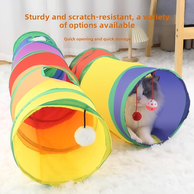Collapsible Cat Tunnel - Cat Tubes for Indoor Cats Collapsible Cat Play Toy for Puzzle Exercising Hiding Training and Running