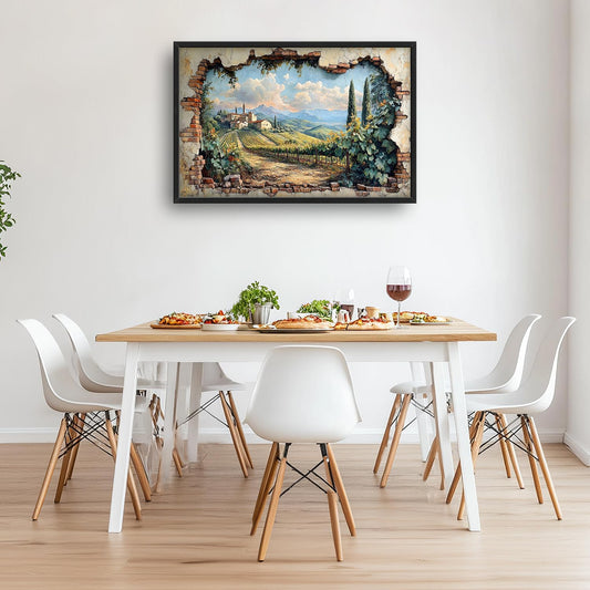 Large Farmhouse Nature Landscape Wall Art for Living Room, Rustic Countryside Canvas Oversized Wall Decor, Vintage Scenery Framed Pictures Painting Print Artwork for Bedroom Dining Room 36L" x 24W"