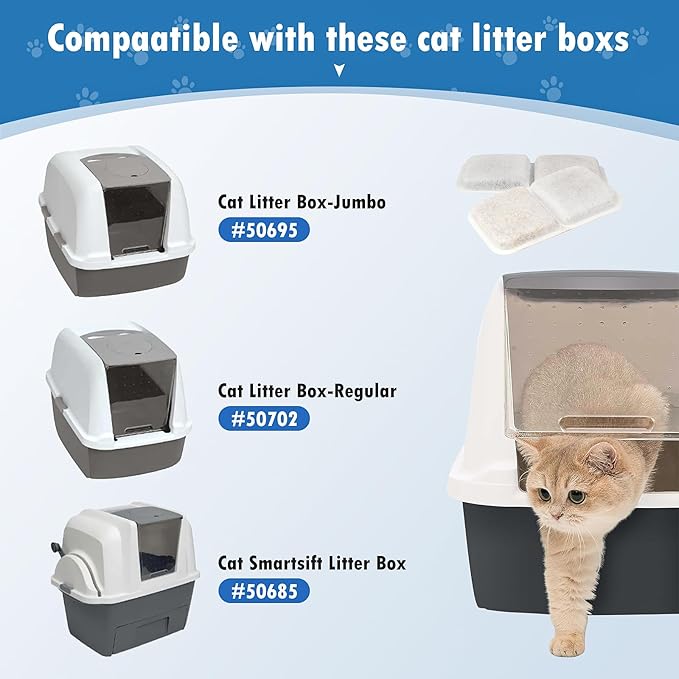 6 Pack Air Purifier Pad for Catit Airsift Jumbo/Regular/Smartsift Litter Box, Dual Action Filter to Keep Catit Litter Box Fresh Smell，Cat Litter Box Filters Pads Replacement…