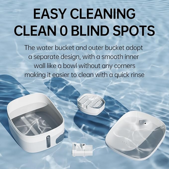 DOGNESS D01B Pet Fountain Cat Water Dispenser Healthy and Hygienic Drinking Fountain 2.2L Automatic Electric Water Bowl for Dogs, Cats, Birds and Small Animals White