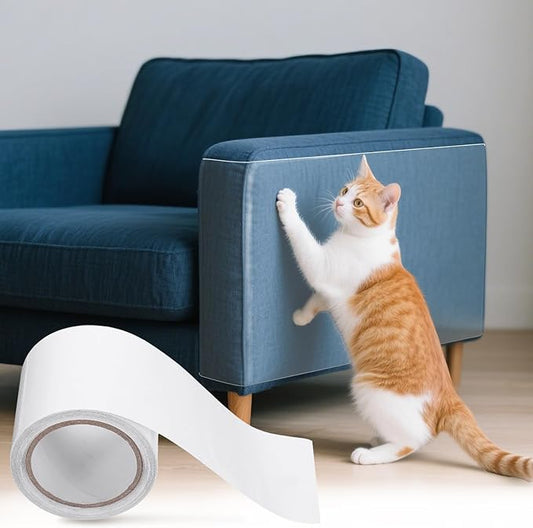 uxcell Anti Cat Scratch Furniture Protector, 2 Rolls 118" x 3.9" Single-Sided Sticky Couch Protector from Cat Claws, Clear Protectors from Cats Scratching for Sofa Corners, Walls, Doors