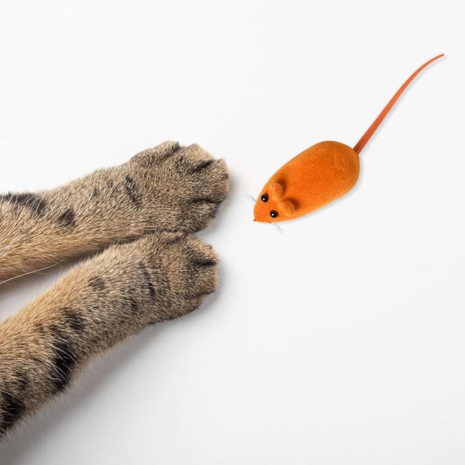 6PCS Cat Mouse Toy,Squeaky Kitten Toys,Cat Mice Toys Plastic Body with Thin Velvet,Interactive Cats Toy for Bored Indoor Adult Cats