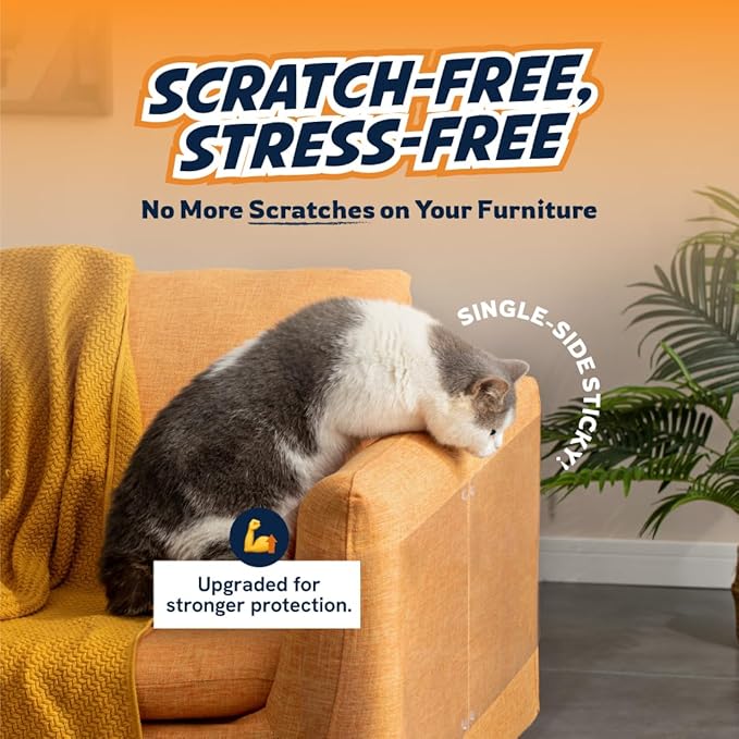 Panther Armor Frosted Matte Cat Scratch Furniture Protectors, 12-Packs Heavy Duty Anti-Scratch Couch Protector, Keep Cats from Clawing Furniture