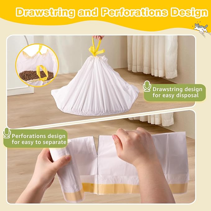 Litter Box Liners 40 Count, 37" x 18" Jumbo 3MIL Thicken Cat Litter Bags Tear Resistant Disposable Cat Litter Liners for XL Stainless Steel Litter Box and Other Suitable Size Litter Box