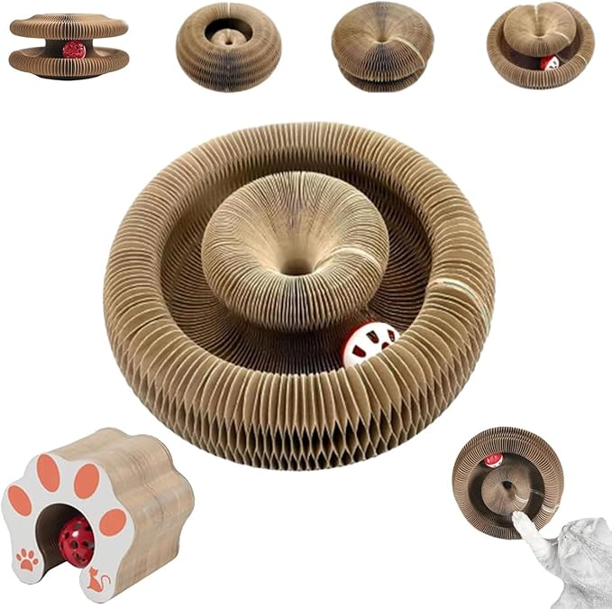 Kitty Kurlz Cat Toy,Magic Organ Cat Toys,Magic Organ Cats Scratcher Board,Foldable Recyclable Accordion Toys with Ball for Cats Indoor(1pc)