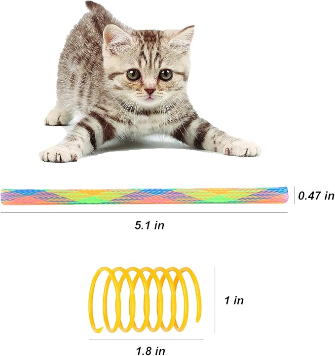 55 Pieces Cat Spring Toys Set, Colorful Cat Spring Toy and Cat Tube Toy Interactive Cat Toy for Indoor Cats, Playful Flexible Cat Plastic Coil Spiral for Kittens to Swat, Bite, Hunt(Random Color)