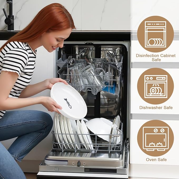 Shallow Ceramic Cat Bowls, 5.9 Inch Wide Cat Dishes Whisker Friendly, 3 Pack Pet Food and Water Plates with Non Slip Mats