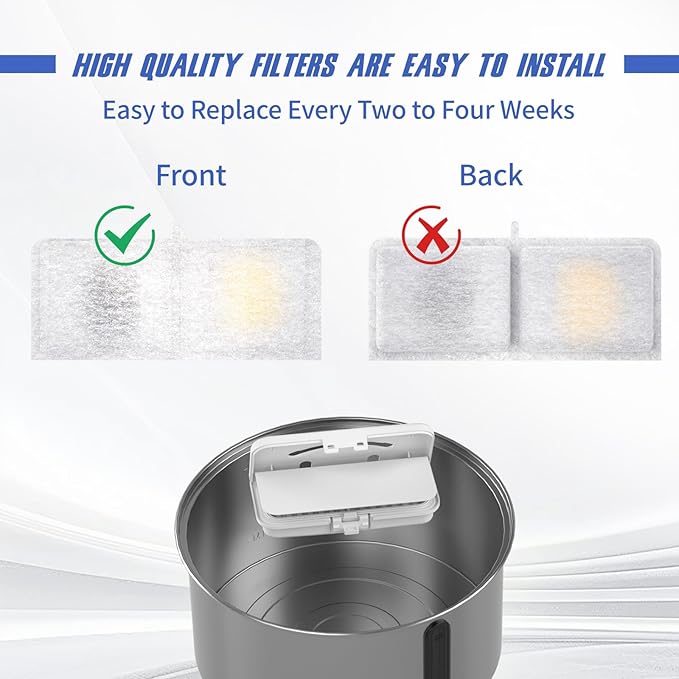 Stainless Steel Cat Water Fountain Filter Replacement (6 Filters & 3 Sponges)