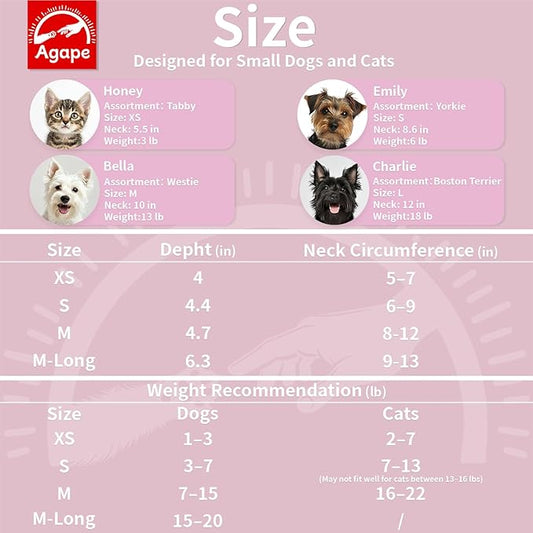 Agape Soft Dog Cone for Small Dogs & Cats, Comfy Dogs Recovery Collar After Surgery, Adjustable E Collar Alternative to Stop Licking, Protective Elizabethan Cones for Pup&Kitty, Comfortable Dog Cones