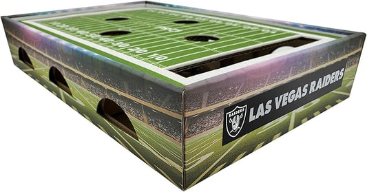 NFL Las Vegas Raiders Cat Scratcher Box, Game Day Cat Toy, NFL Football Field Designed Cat Scratcher and Lounge, Stimulating Cat Game