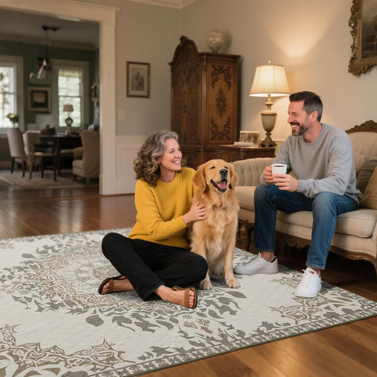 FXW Washable Pee Pads for Dogs, Puppy Pads with Super Absorbent, Specifically Designed for 42inch Cages, 41" × 27" Rectangle, Boho, 2 Packs