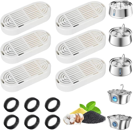 Cat Water Fountain Filter,Cat Fountain Filters Replacement for 3.2L/108oz ship-shaped Cat Drinking Fountain and 4L/134oz Stainless Steel Pet Fountain,Pet Water Fountain Filter