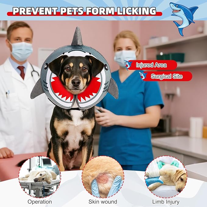 KOOLTAIL Dog Cone Collar Alternative After Surgery, Soft Inflatable Dog Neck Cone for Medium Large Dogs, Adjustable Pet Donut Recovery E Collar with Enhanced Anti-Licking Does Not Impede Vision L