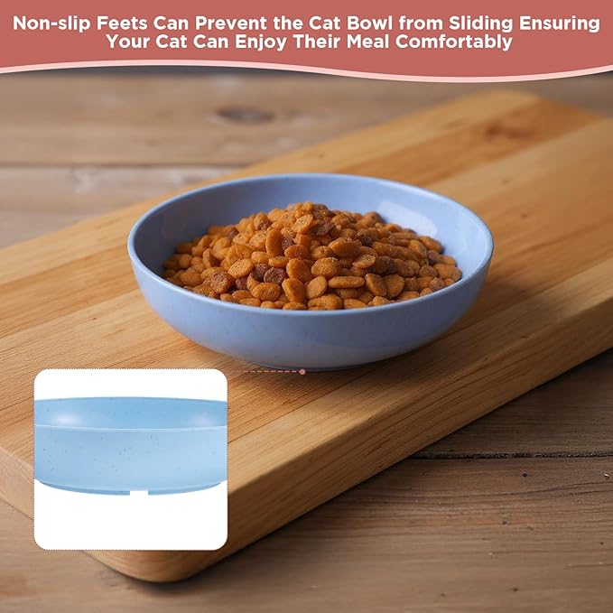 28 Pcs Whisker Fatigue Relief Cat Bowl, Shallow Wide Food Dish Cat Feeding Bowl for Kittens Ferrets, 5.5 Inch Wheat Straw, 4 Colors