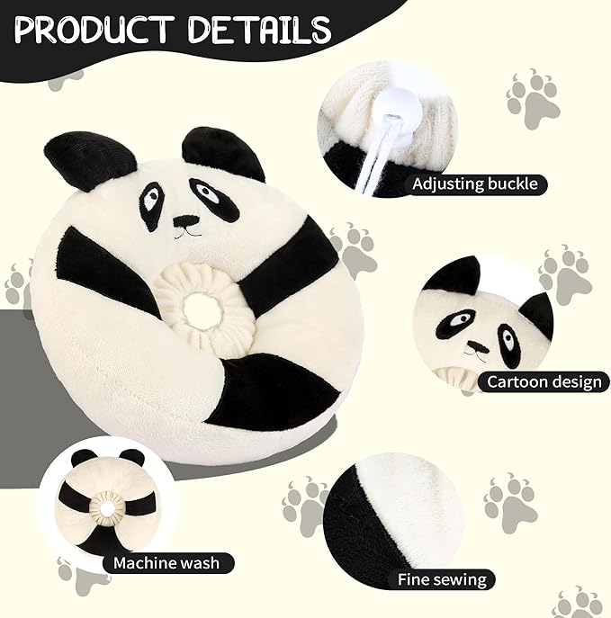 Adjustable Cat Collar Soft to Stop Licking After Surgery for Kitten, Alternative to Cone of Shame, Donut Cone for Cats, Pet Elizabethan Collar (Panda, Medium)