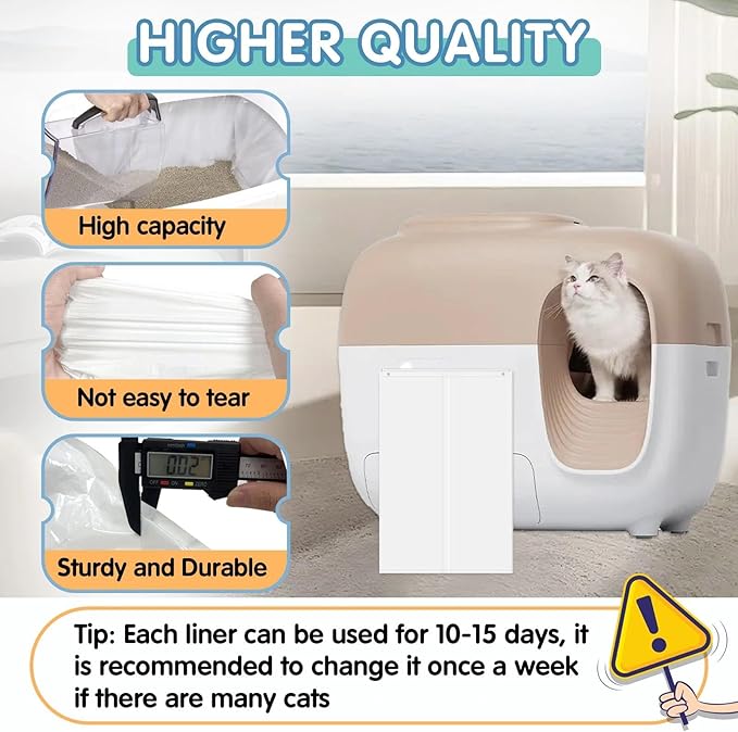 100Pcs Cat Litter Box Liners for PetSnowy SNOW+ Automatic Cat Litter Box, Tear & Leak Resistant Self-Sealing Waste Drawer Liner Bags