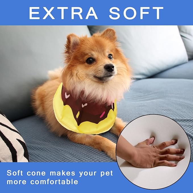 Soft Dog Cone, Lightweight Elizabethan Collar for Dogs, Adjustable Soft Cones for Dogs/Cats to Stop Licking After Surgery, Cute Donut Cone of Shame Alternatives for Pets (Medium)