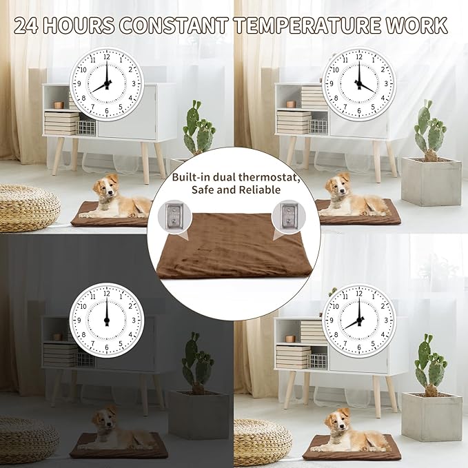 NAMOTEK Pet Heating Pad, Safe Electric Heating Pad for Dogs and Cats Indoor Warming Pad with Auto Constant Temperature 19.7" x15.7"