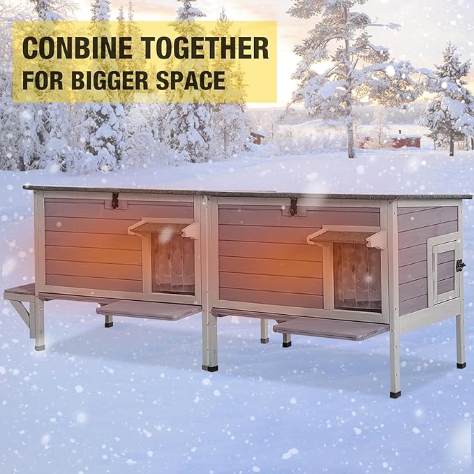 Aivituvin Cat House with Insulated Liner, Large Heated Feral Cats Shelter, Weatherproof Cat Condos for Outdoor Indoor Cats