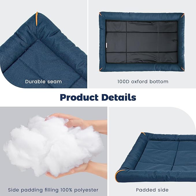 Miguel Oxford 900D Outdoor Waterproof Dog Bed for Metal Dog Crates Water-Resistant All Weather Pet Mat Durable Easy Wipe Clean Travel Indoor Outdoor Puppy Cat Crate Bed 36inch, Dark Blue