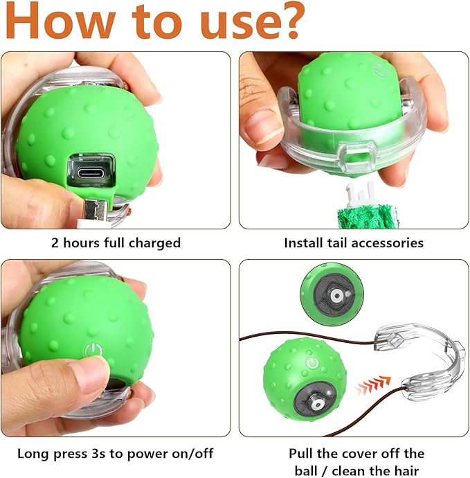 Interactive Cat Toys for Bored Cats, with Chirping, Centipede Motion Wake-up Super Motor Cat Ball on Rug