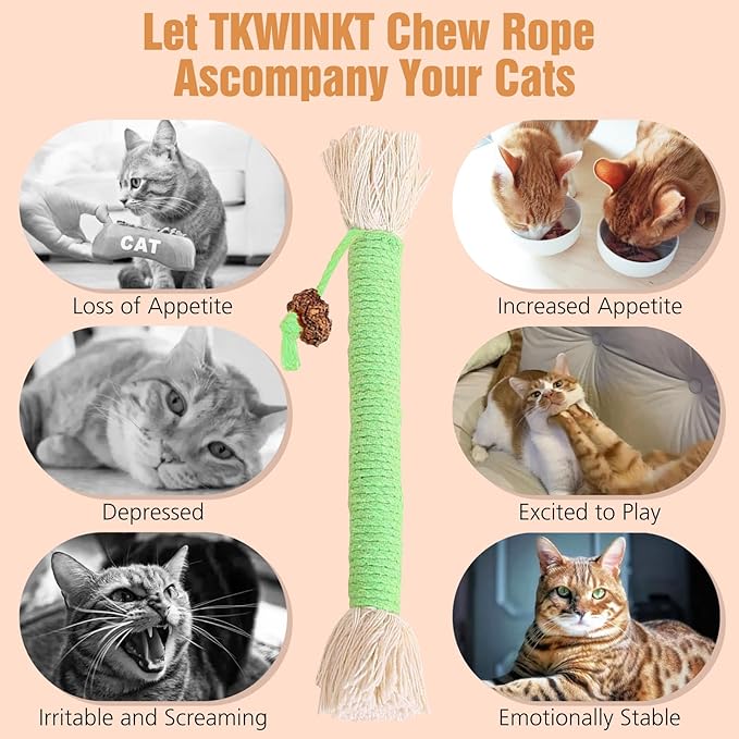 5 PCS Cat Chew Toy, 5.9in Catnip Toys for Cats, Teeth Cleaning Cat Toys for Indoor Kittens